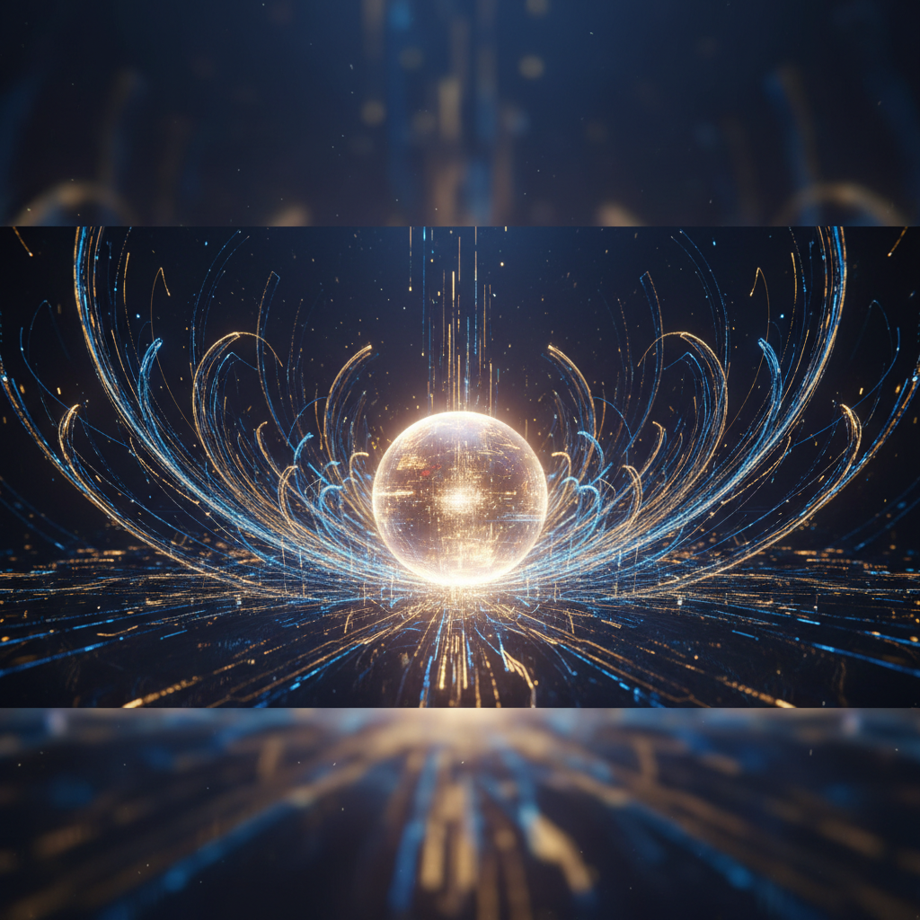 A subtle, abstract representation of data flowing and converging into intelligent insights, with a focus on future growth and innovation.