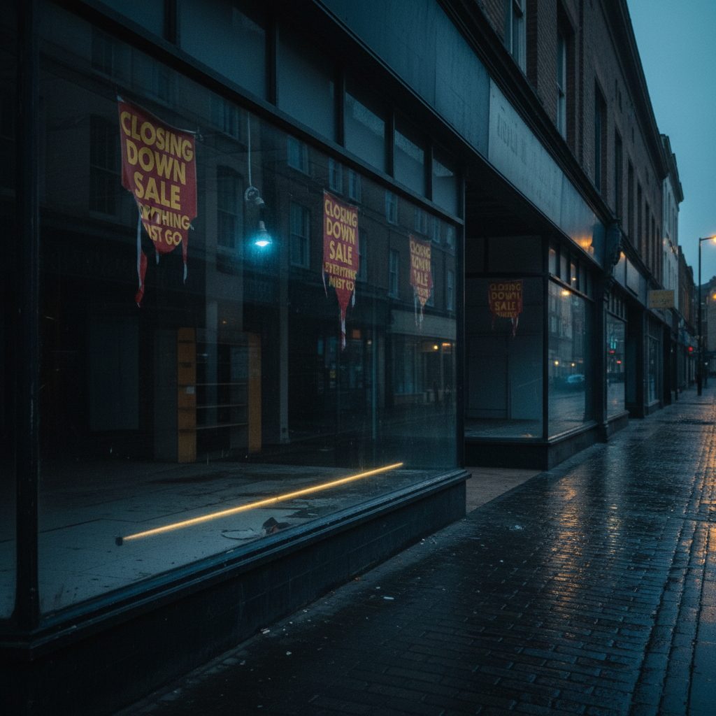 Empty NGG store with 'Closing Down' signs